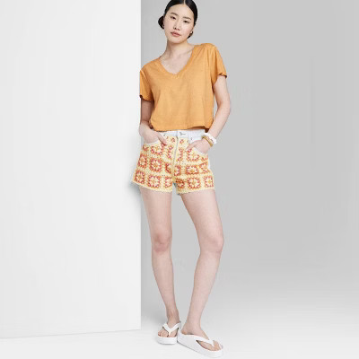 Women's Short Sleeve V-Neck Shrunken Boxy T-Shirt - Wild Fable™ | Target