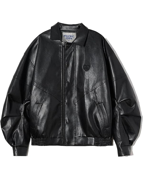 Aelfric Eden Womens Leather Jacket Oversized Y2k Faux Motorcycle Bomber Moto Biker Jackets Coats | Amazon (US)