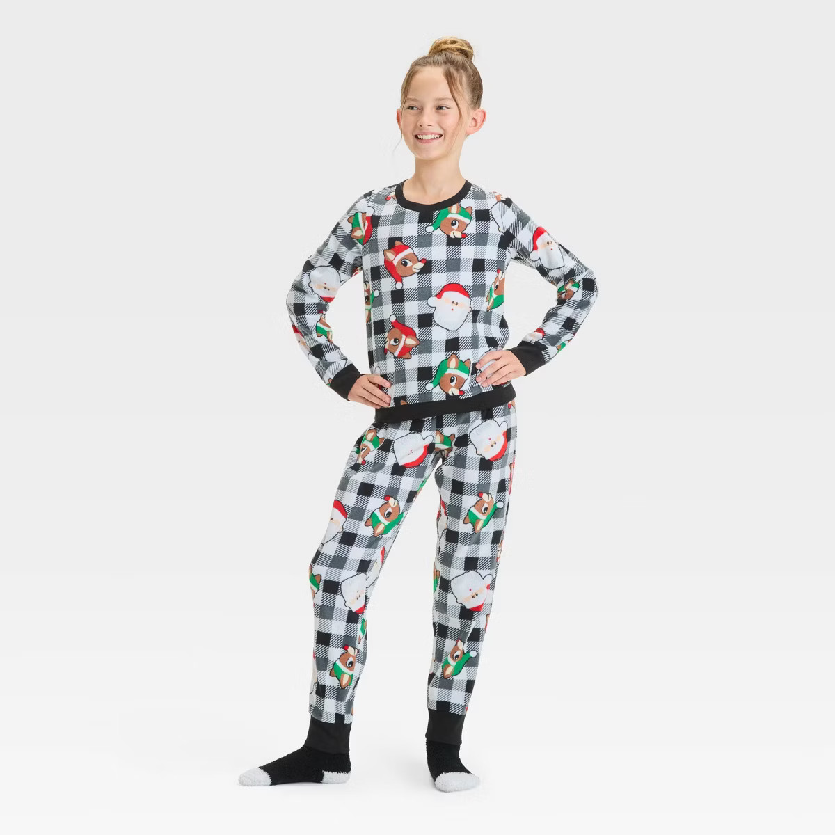Girls' Rudolph Christmas 2pc Cozy Pajama Set and Socks - White | Target