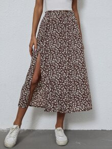 Ditsy Floral Split Hem Skirt
   SKU: sw2107288895514244      
          (541 Reviews)
           ... | SHEIN