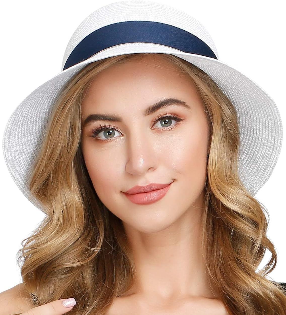 Vgogfly Women Sun Hat Summer Straw Hat Floppy Beach Hat Wide Brim UV Protection Hats UPF 50 with ... | Amazon (US)