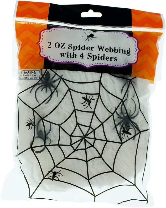 Regent Spider Webbing - White - 2 oz with 4 Spiders Halloween Decoration - Spooky Web | Amazon (US)
