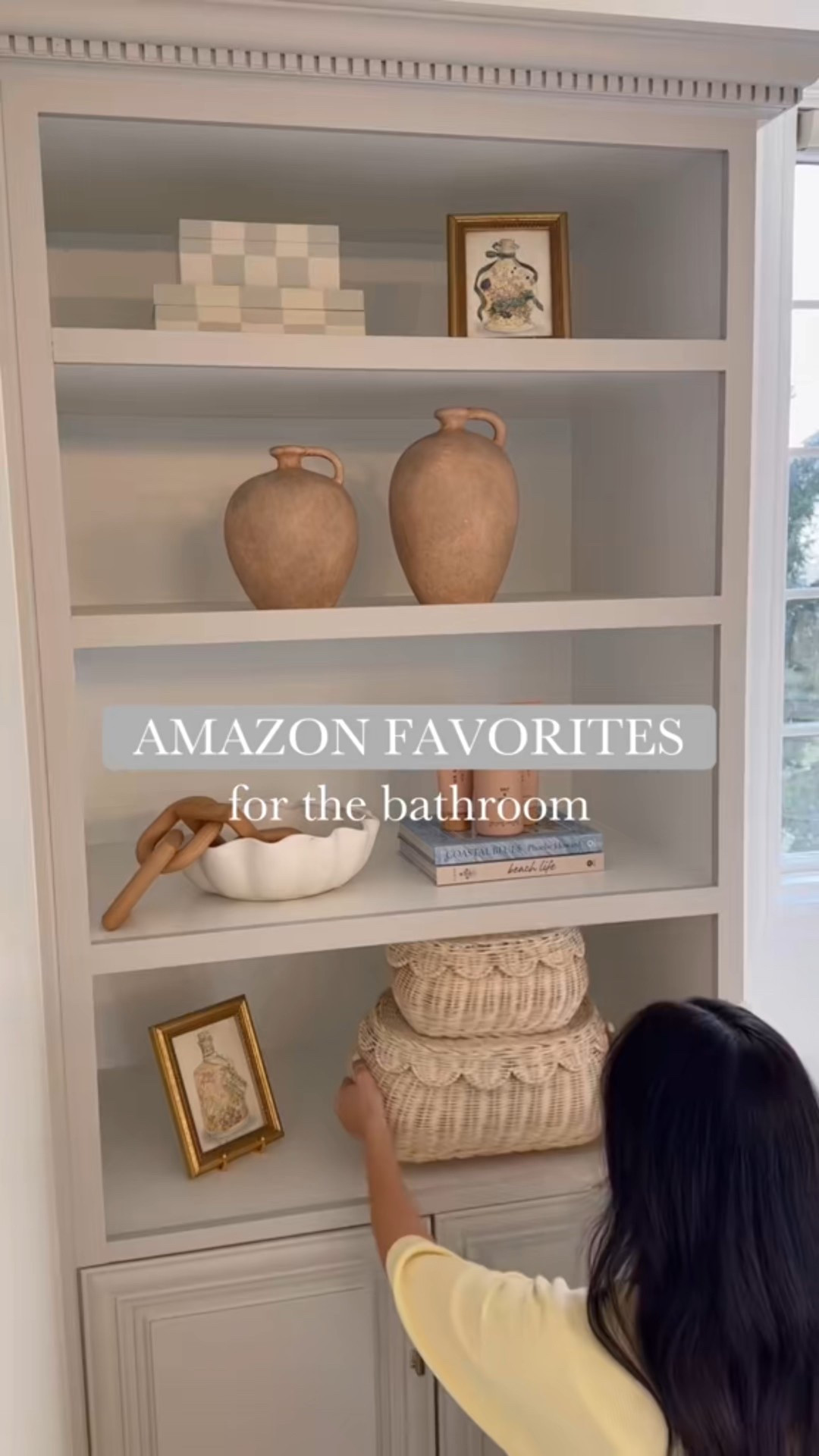 Amazon Favorites in our Primary Bathroom  🛁🫧

+ scalloped woven baskets for our built-in shelves: creates functional but beautiful extra storage too
+ scalloped small travertine tray for hand soap
+ brass mirror with lights for when I get ready in the morning
+ small picture easels that hold these framed art pieces 
+ hooks that hang on our shower
+ glass jar with lid for shower essentials 

Bathroom, primary bathroom, amazon home, Amazon finds, home decor, interiors, styling, for the home, my home sweet home, neutral home, classic home, traditional home, timeless decor, entryway, foyer, dining room, formal dining room, dining table, kitchen table, kitchen ideas, spaces, cozy home, cozy corner, home tour, reels, trending, inspiration , 90’s home, home renovation, home remodel, Nancy meyers aesthetic, modern classic



#LTKFindsUnder50 #LTKHome #LTKFindsUnder100