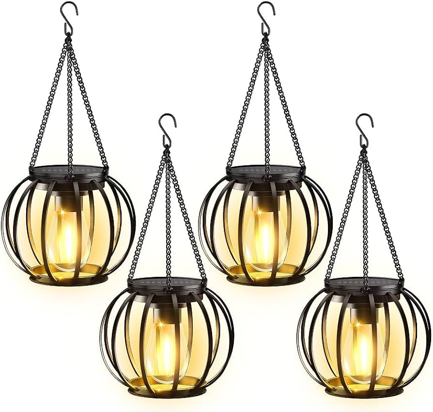 KOOPER Solar Lanterns Outdoor Waterproof, 4 Pack Upgraded Metal Hanging Solar Lights Outdoor Lant... | Amazon (US)