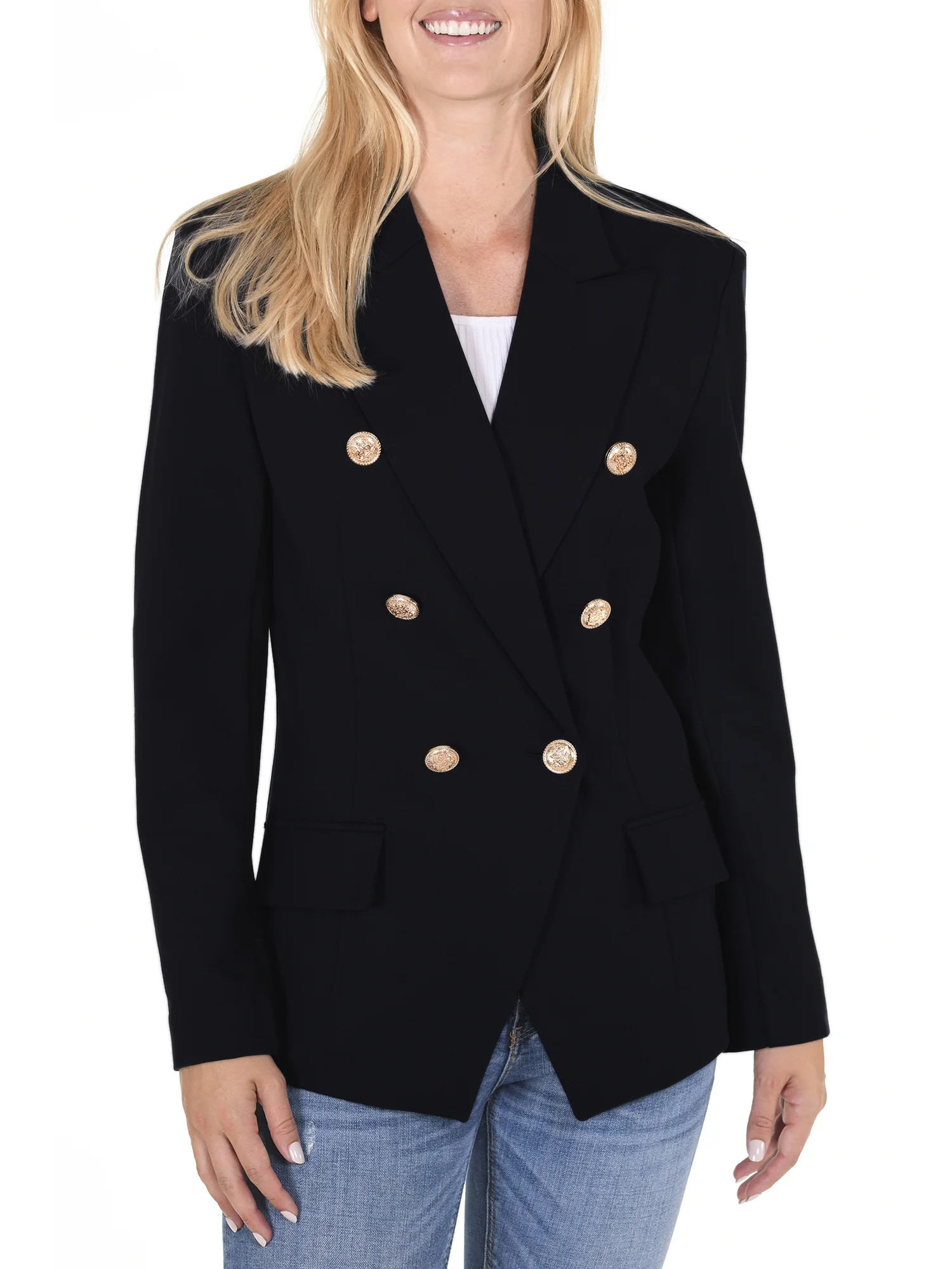 Attitude Unknown Women's Metallic Button Blazer, Sizes XS-XL | Walmart (US)