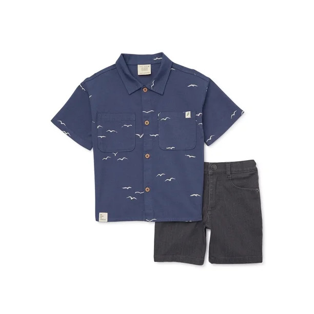 easy-peasy Baby and Toddler Boys Print Camp Shirt and Shorts Outfit Set, 2-Piece, Sizes 12M-5T | Walmart (US)