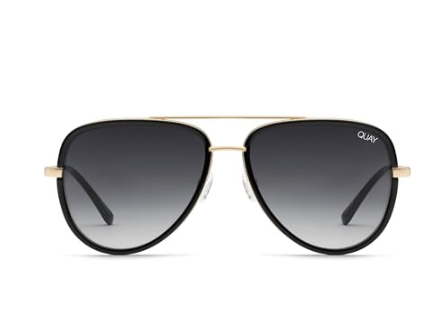 Quay - Sunglasses for Men & Women, Polarized Aviator Lenses with UV Protection (All In Medium, Black) | Amazon (US)