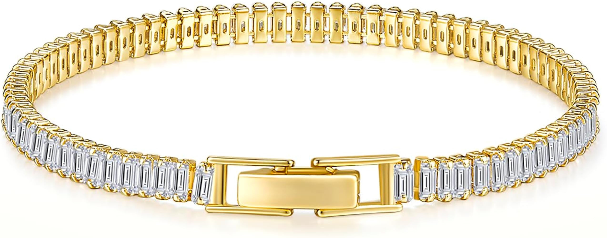 MINDDHA 14K Gold/White Gold Plated Cubic Zirconia Tennis Bracelet | Silver, Gold Bracelet for Wom... | Amazon (US)