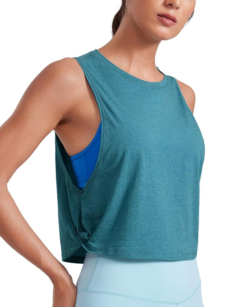 CRZ YOGA Pima Cotton Cropped Workout Tank Tops for Women - Sleeveless Sports Athletic Yoga Runnin... | Amazon (US)