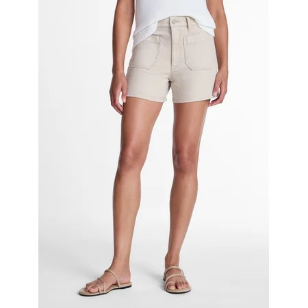Time and Tru Women's High Rise Patch Pocket Denim Short, 4" Inseam, Sizes 0-20 | Walmart (US)