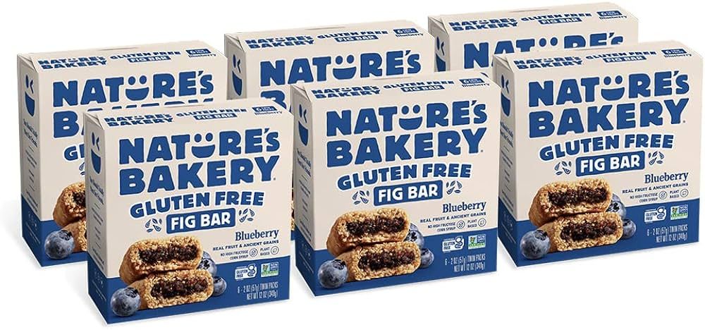 Nature\u2019s Bakery Gluten Free Fig Bars, Blueberry, Real Fruit, Vegan, Non-GMO, Snack bar, 6 bo... | Amazon (US)