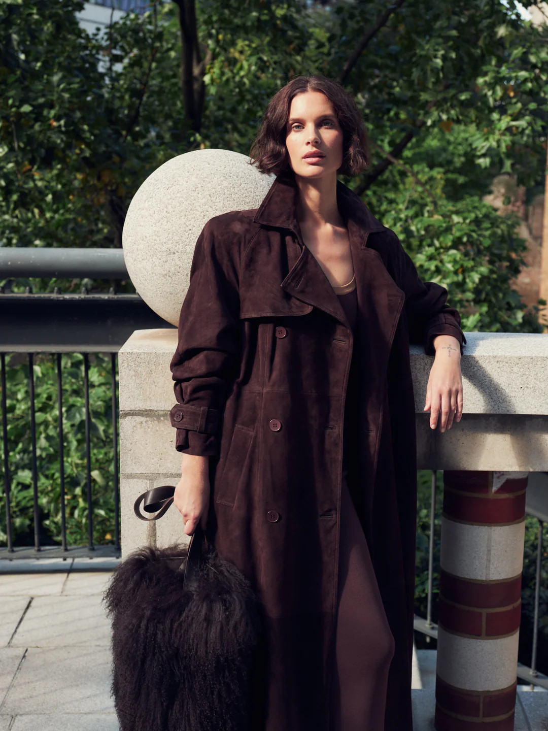 Corrin Suede Trench Coat | DUCIE