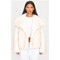 White Oversized Faux Fur Coat, White | PrettyLittleThing IE