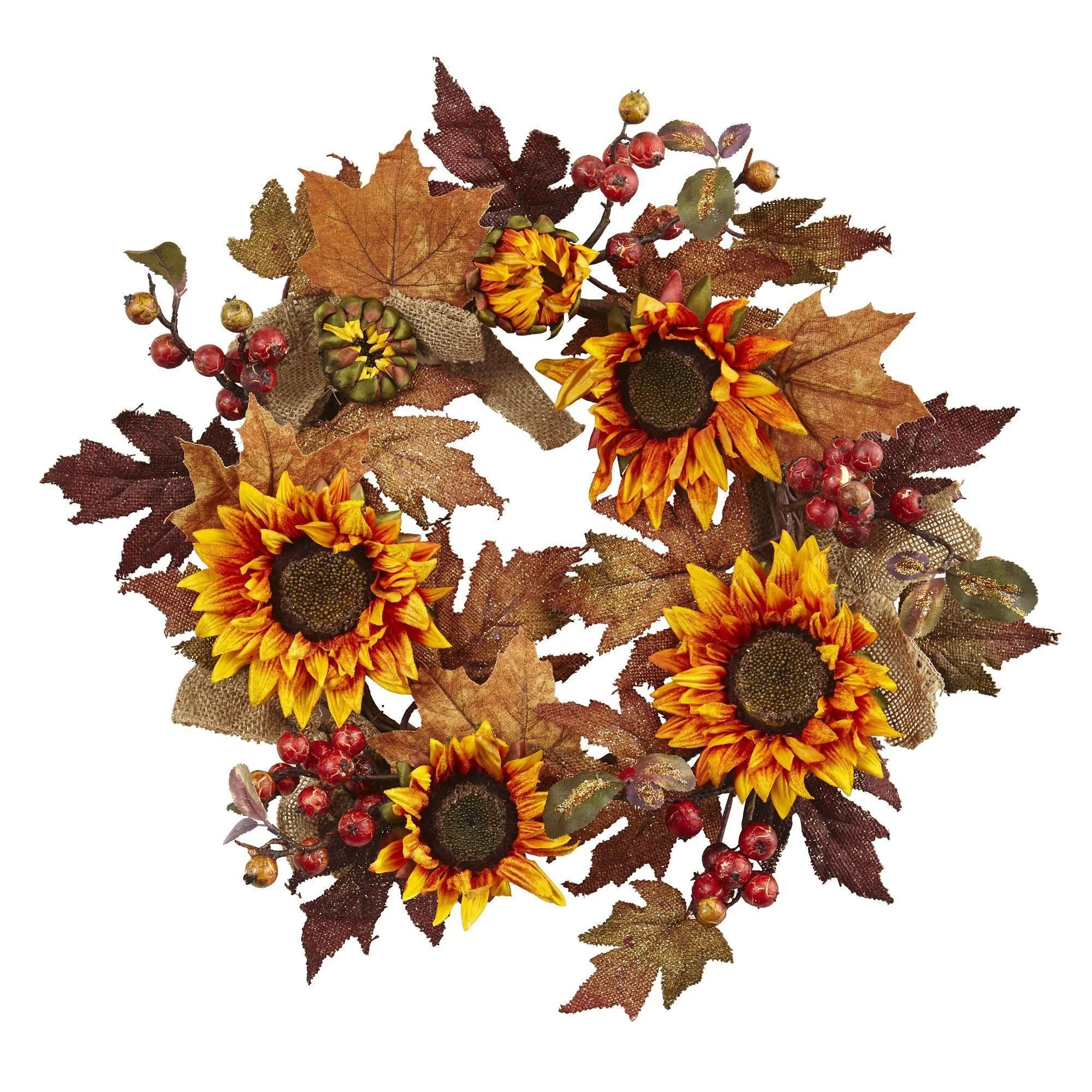 24” Sunflower & Berry Wreath | Plow & Hearth