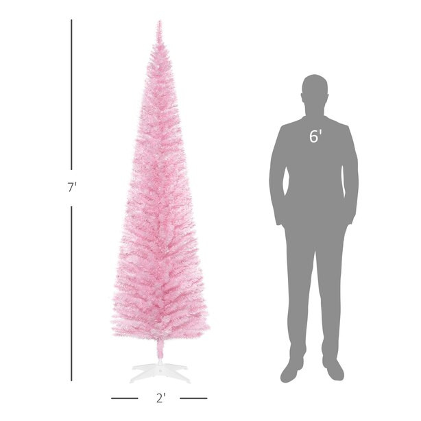 7' Pencil Christmas Tree, Pink | Indigo (CA)