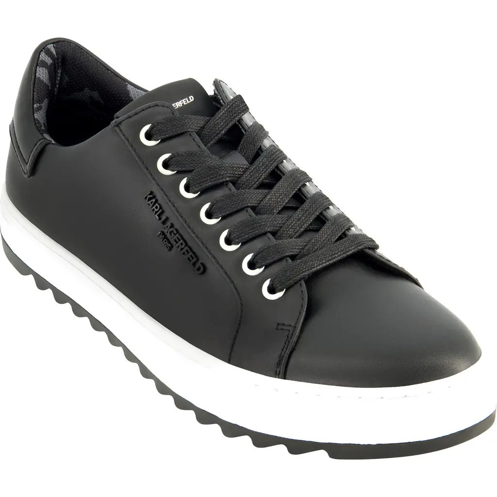 KARL LAGERFELD PARIS Leather Low Top Sneaker in Black at Nordstrom, Size 11.5 | Nordstrom