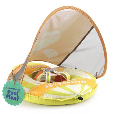 Mambobaby Light Traveler Baby Pool Float with Canopy Hot Air Balloon- Vibrant Yellow | Target