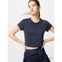 Uniqlo - Airism Soft Cropped T-shirt - Navy - XXS | UNIQLO (UK)