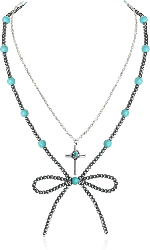 Navajo Pearl Bow Necklace Western Jewelry for Women Cowgirl Turquoise Necklaces Jewelry | Amazon (US)