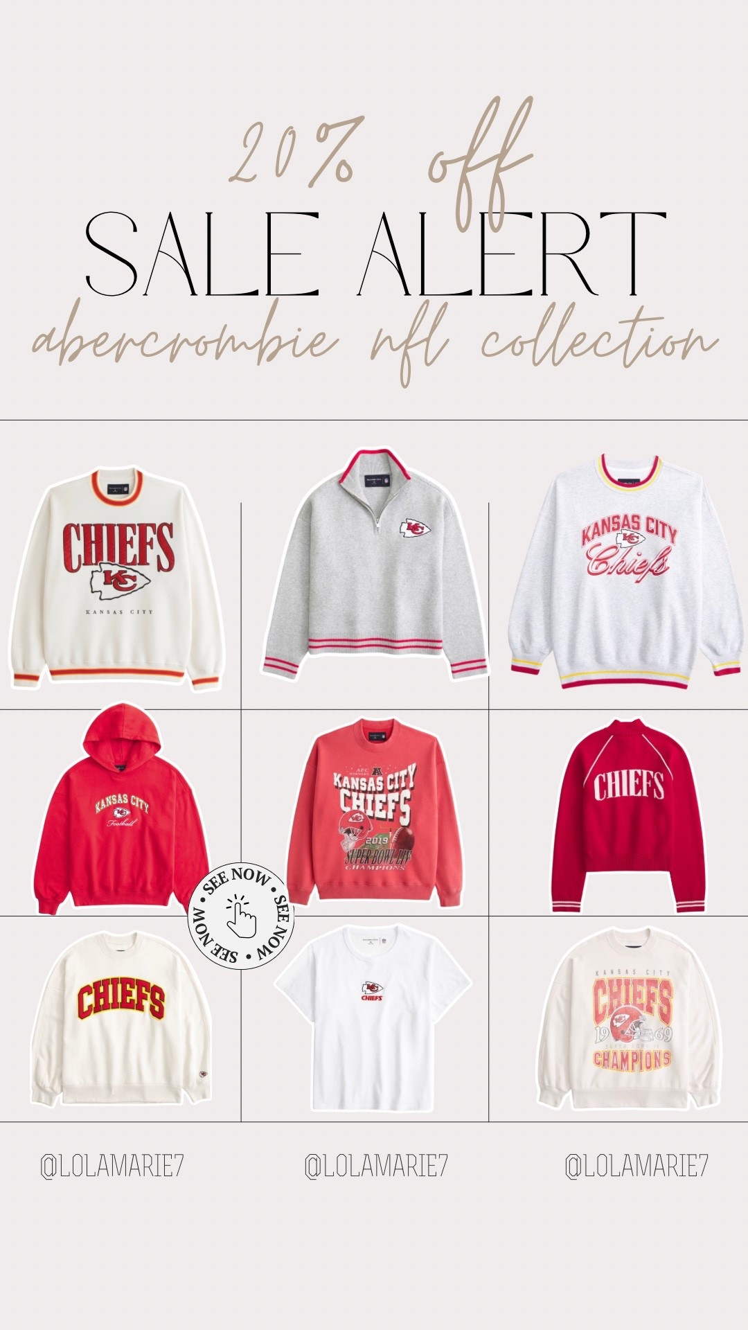 Sale Alert: 20% off Abercrombie NFL Collection 🏈

#kansascity #nfl #gameday

#LTKFindsUnder50 #LTKSeasonal #LTKStyleTip