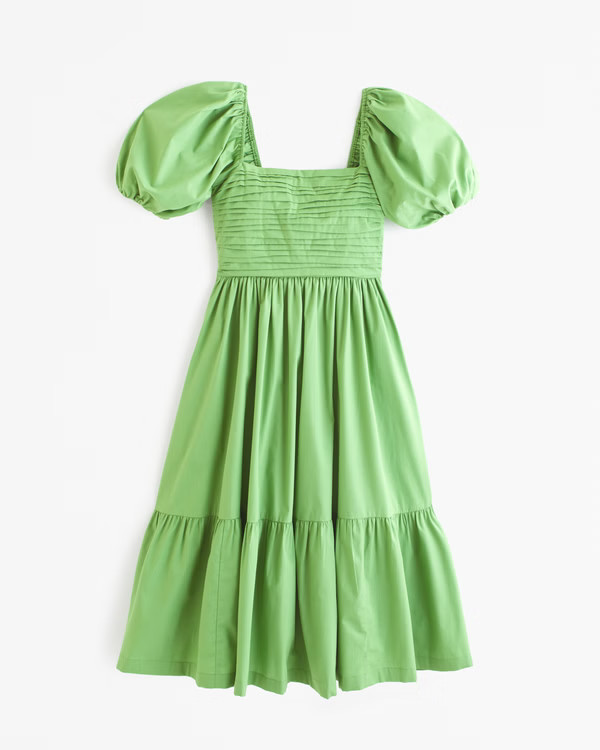 The A&F Emerson Poplin Puff Sleeve Midi Dress | Abercrombie & Fitch (US)