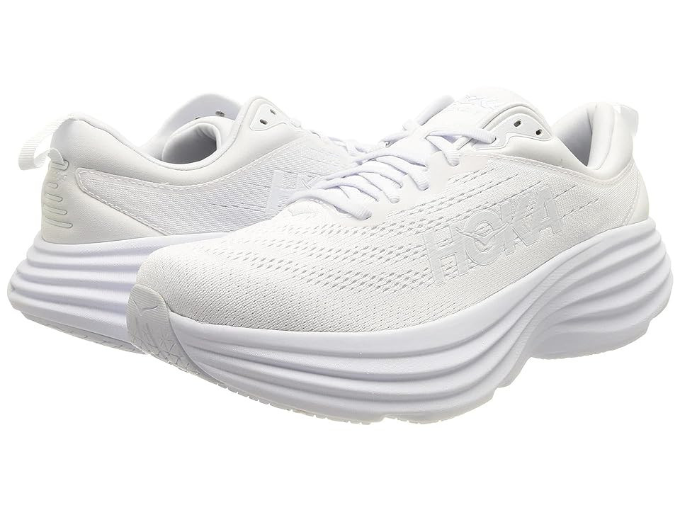Hoka Bondi 8 Women's Shoes White/White : 10.5 B - Medium, Manmade | Zappos