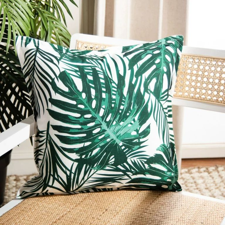 SAFAVIEH Andala Palm Leaves Decorative Pillow, 18" x 18", Green/White | Walmart (US)
