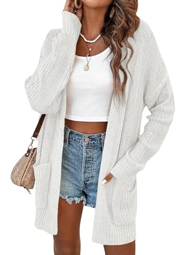 Crochet Cardigan for Women Lightweight Summer Light Beach Boho Thin Sweaters Spring Womens Country Concert Outfits White L | Amazon (US)