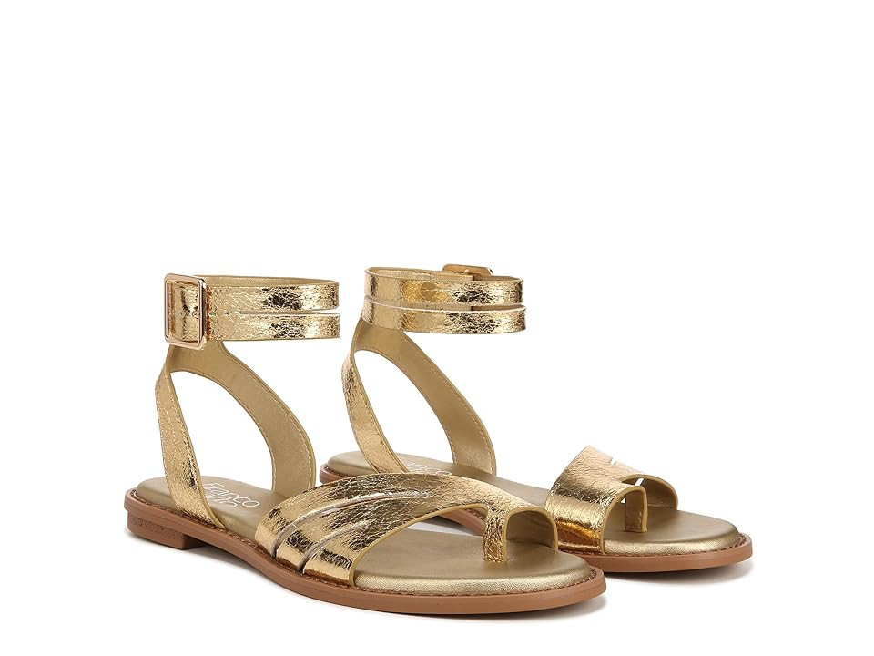 Franco Sarto Greene Ankle Strap Flat Sandals Women's Sandals Gold Metallic : 11 M, Leather | Zappos