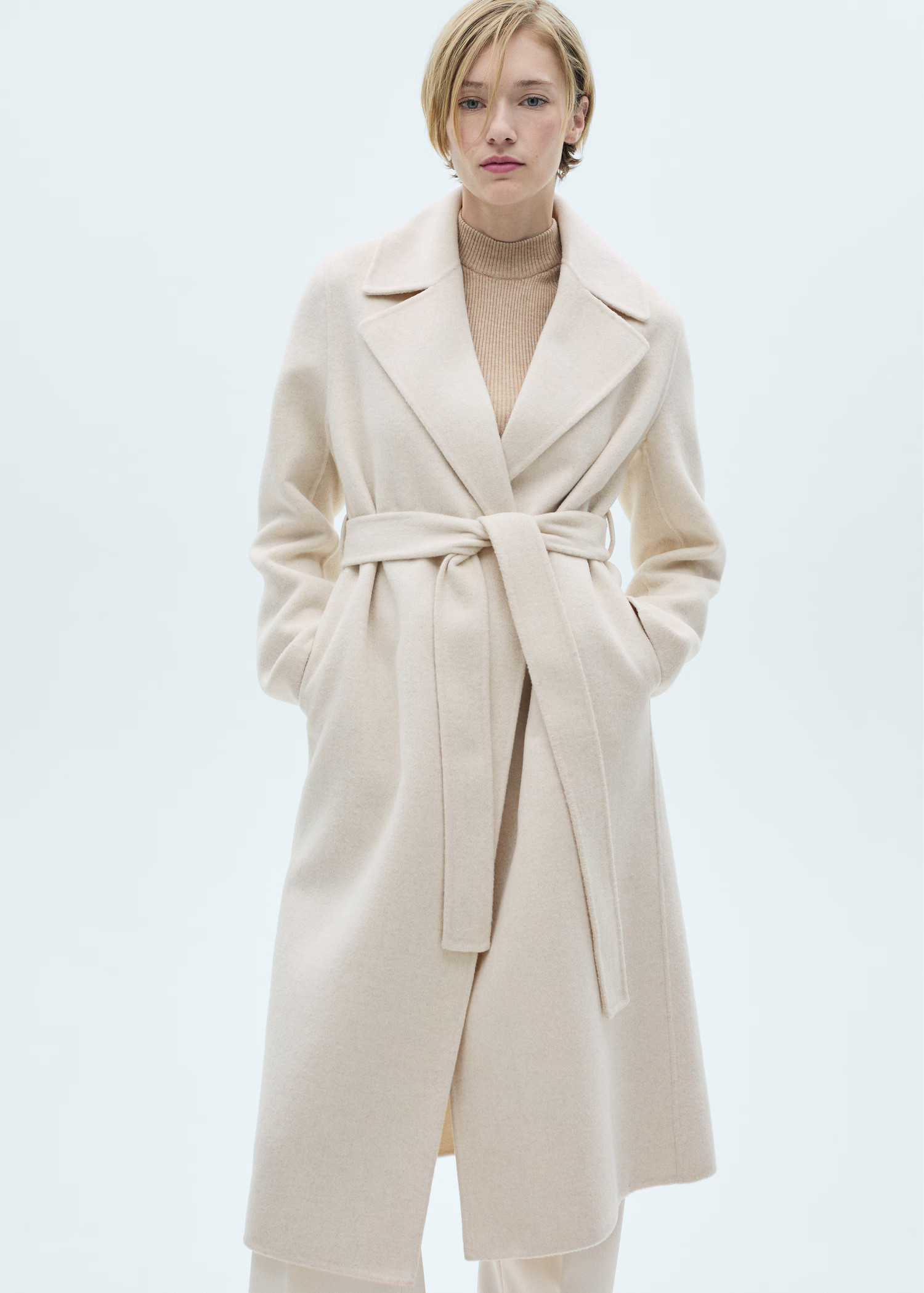 Wool coat with handmade belt - Women | MANGO USA | Mango (US/MX/AU)