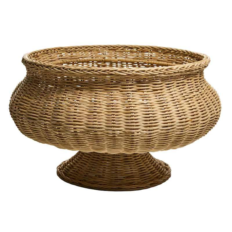 Natural Rattan Pedestal Bowl, 16" | At Home