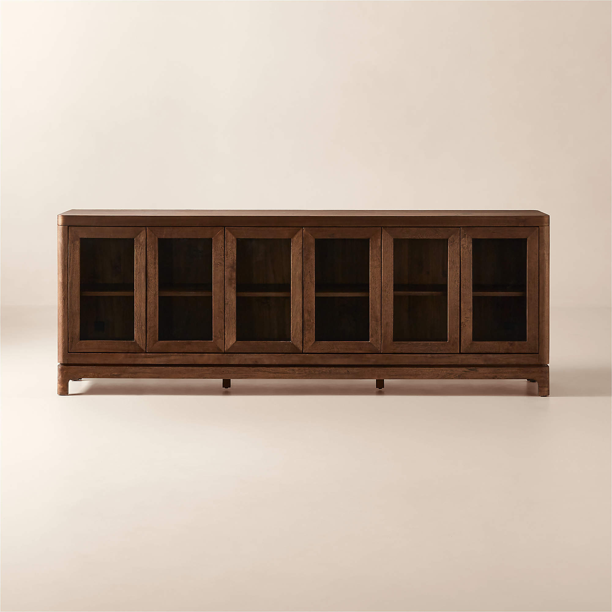 Truman 64" Acacia Wood and Glass Door Credenza + Reviews | CB2 | CB2