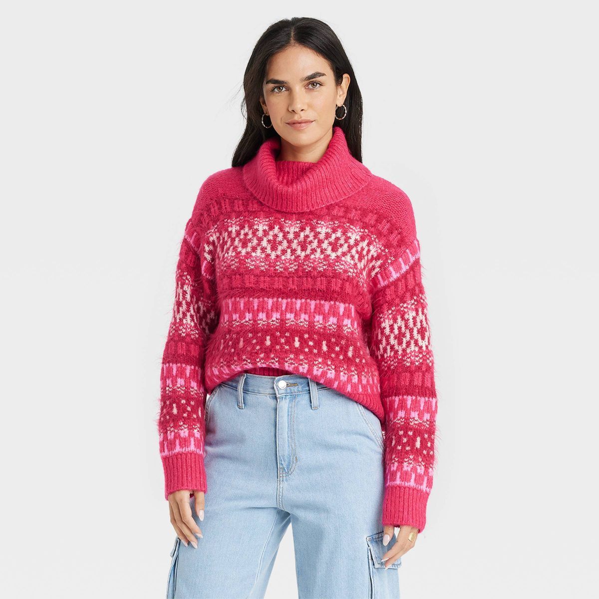 Women's Mock Turtleneck Pullover Sweater - Universal Thread™ Jacquard | Target