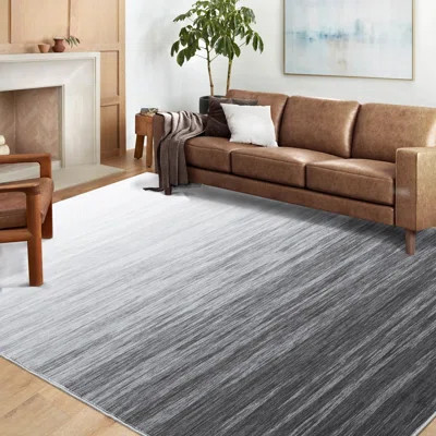Jimarion Abstract Polyester Area Rug in Black/Gray | Wayfair North America