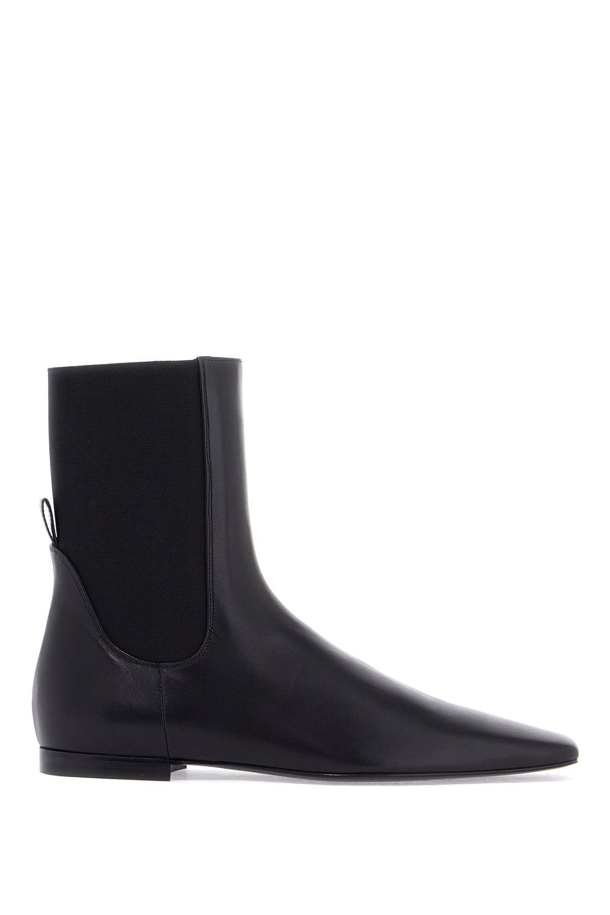 TOTEME shiny black leather chelsea boots with rubber sole | Residenza725 US