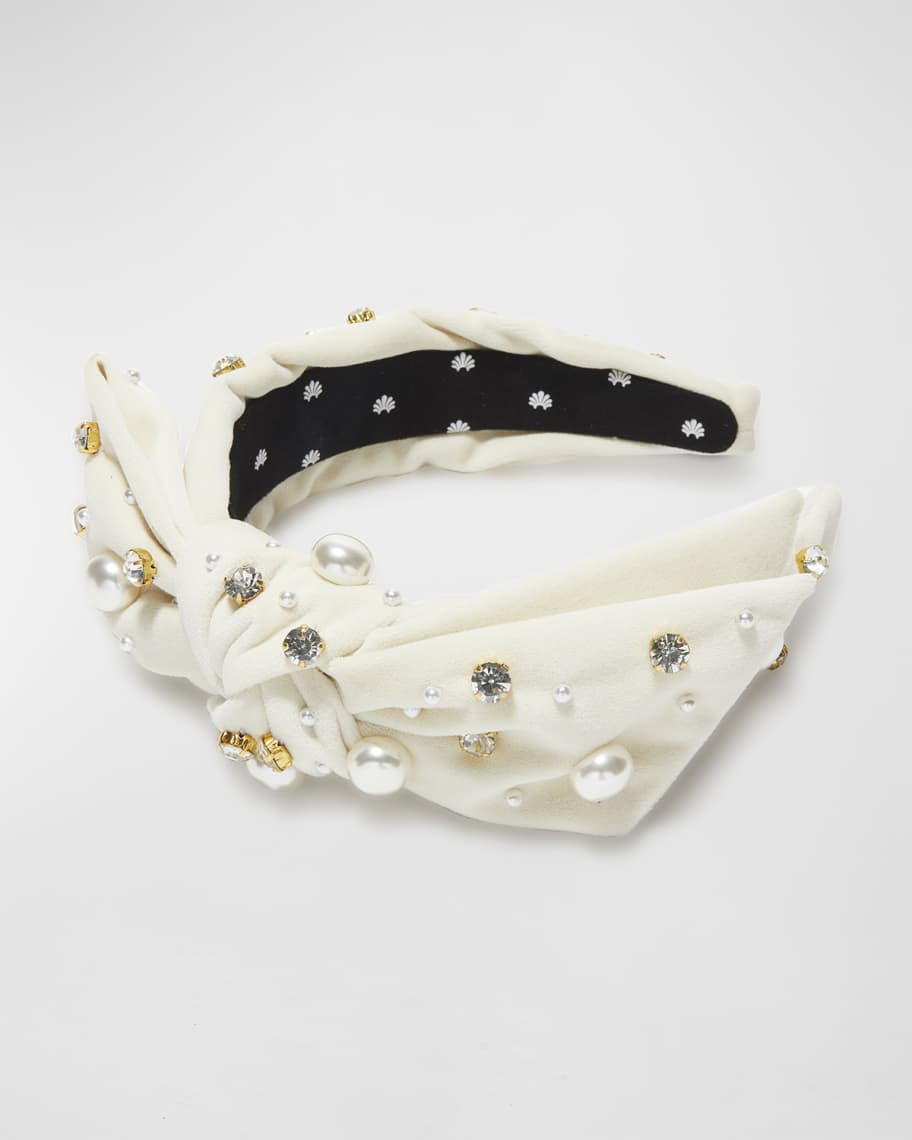 Lele Sadoughi Oversized Pearly Crystal Holly Headband | Neiman Marcus
