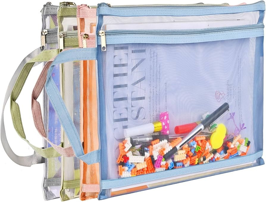 Colored Mesh Zipper Pouch Bags, Double-Layer Nylon Puzzle Storage, Organization Solution for Toys... | Amazon (US)