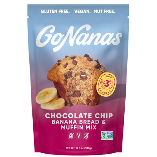 GoNanas Chocolate Chip Banana Bread & Muffin Mix, Gluten Free Vegan, 1 Pack | Amazon (US)