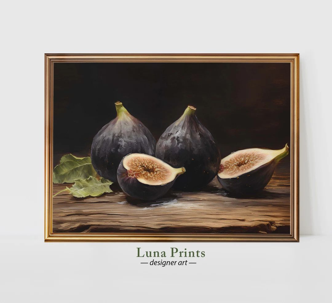 Moody Figs Painting PRINTABLE ART Vintage Fruit Still Life - Etsy | Etsy (US)