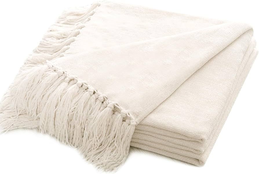 EVERGRACE Soft Chenille Throw Blanket for Couch, Cozy Plush Fuzzy Decorative Chenille Knit Throw ... | Amazon (US)