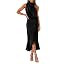KIRUNDO Women's Summer Satin Mock Neck Wedding Guest Dress | Amazon (US)