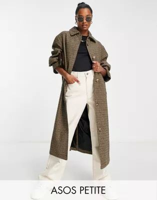 ASOS DESIGN Petite plaid boyfriend coat | ASOS | ASOS (Global)