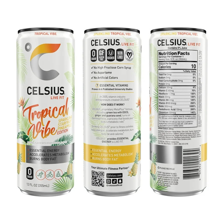 CELSIUS Sparkling Vibe Variety Pack, Functional Energy Drink 12 fl oz (Pack of 12) | Walmart (US)