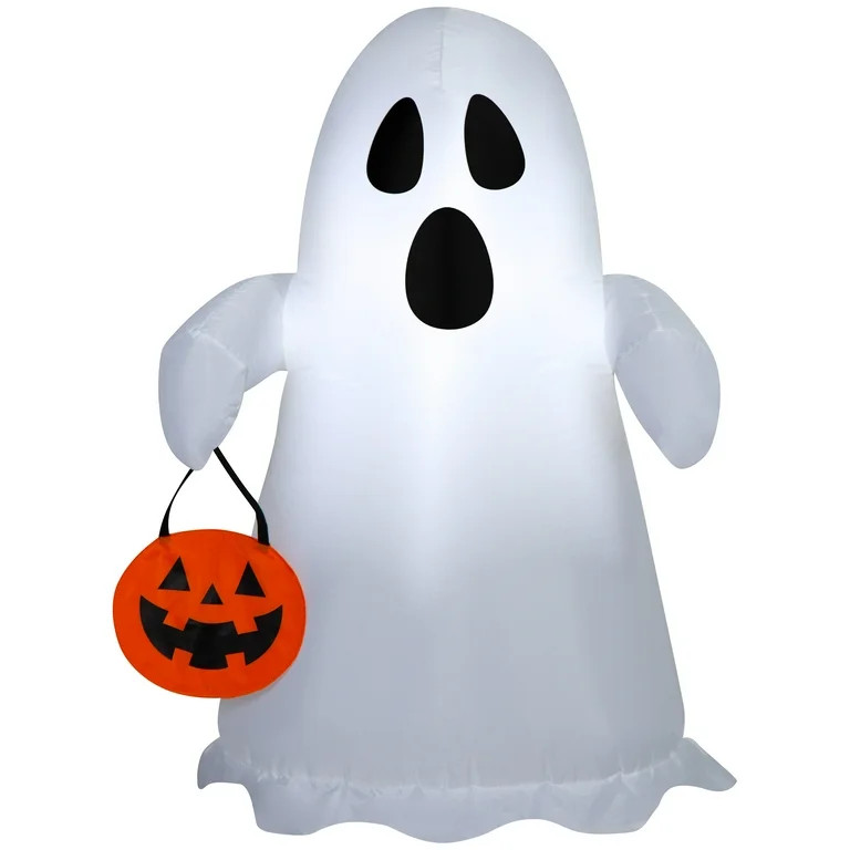 Spooky Ghost with Jack-o'-Lantern Tote Airblown Yard Inflatable, Multicolor, 3.5', Halloween by W... | Walmart (US)