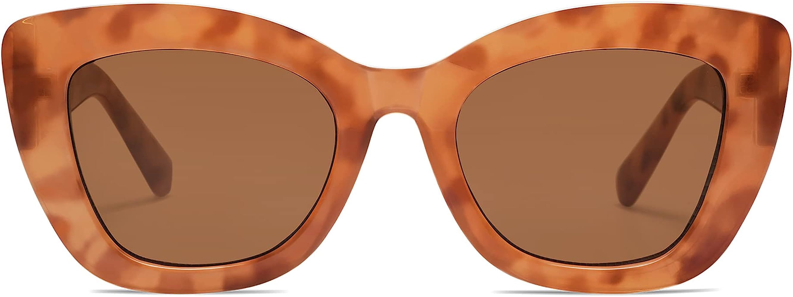 SOJOS Retro Chunky Cateye Sunglasses Women Classic Vintage Trendy Shades Sunnies Gafas de sole UV400 | Amazon (US)