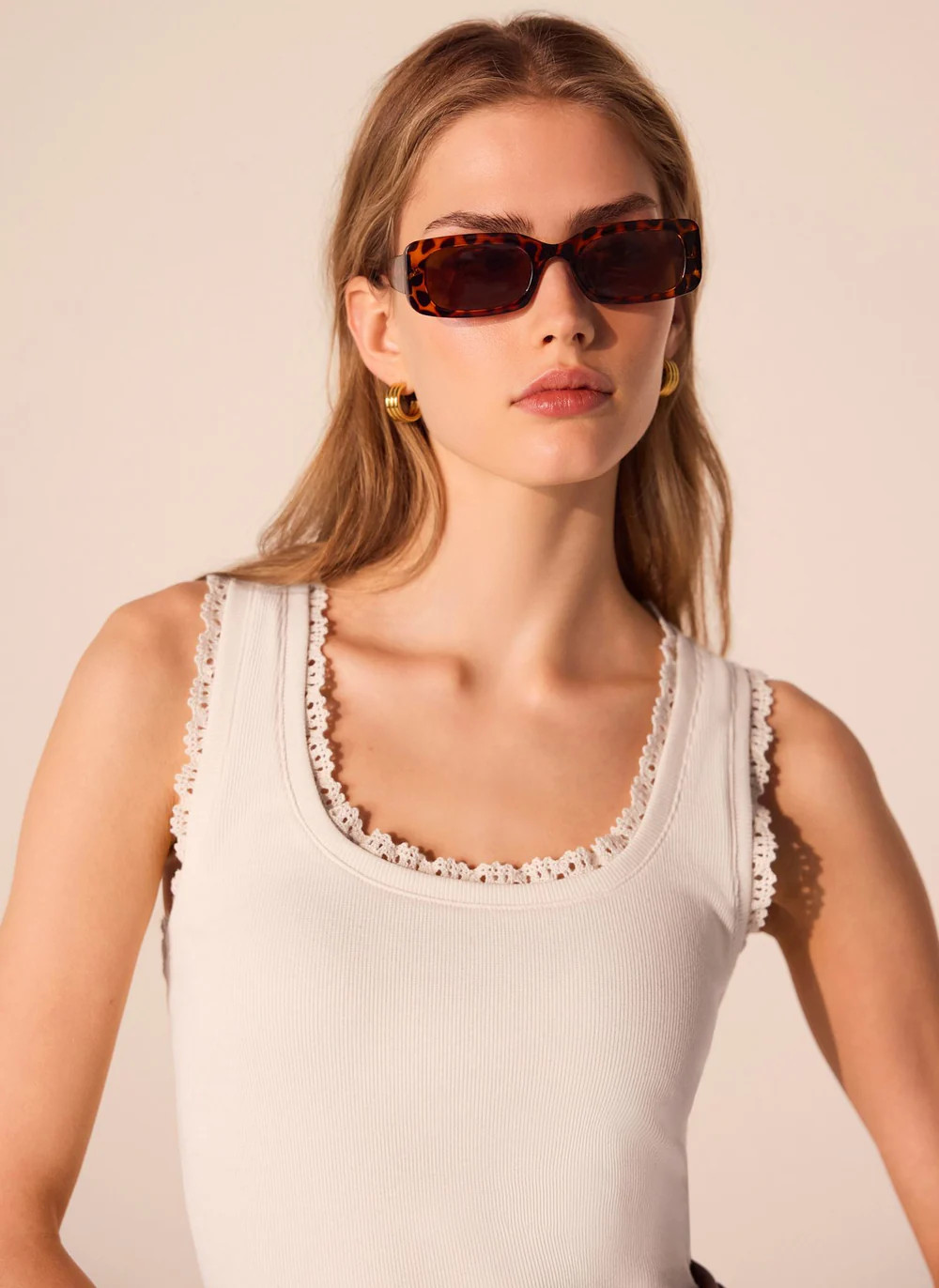 White Crochet Trim Vest Top | Mint Velvet