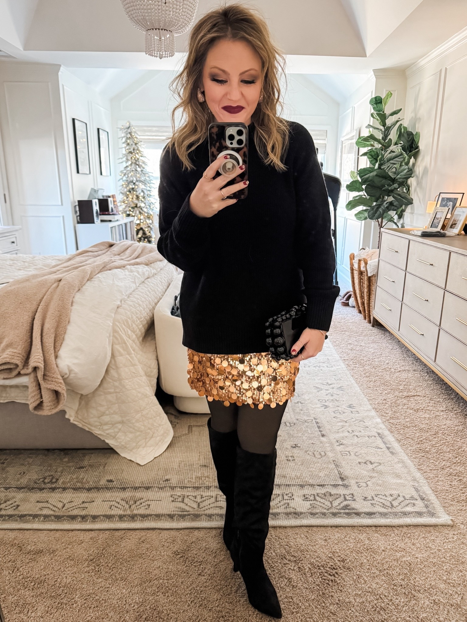 This session skirt on Amazon comes in a bunch of colors (this is the champagne!) and gets her quickly for festivities and NYE. If between sizes or for extra length, size up one. Also, these fleece tights are the best purchase I’ve made in a long time. New Year’s Eve outfit gold skirt amazon fashion amazon finds

#LTKOver40 #LTKSeasonal #LTKHoliday