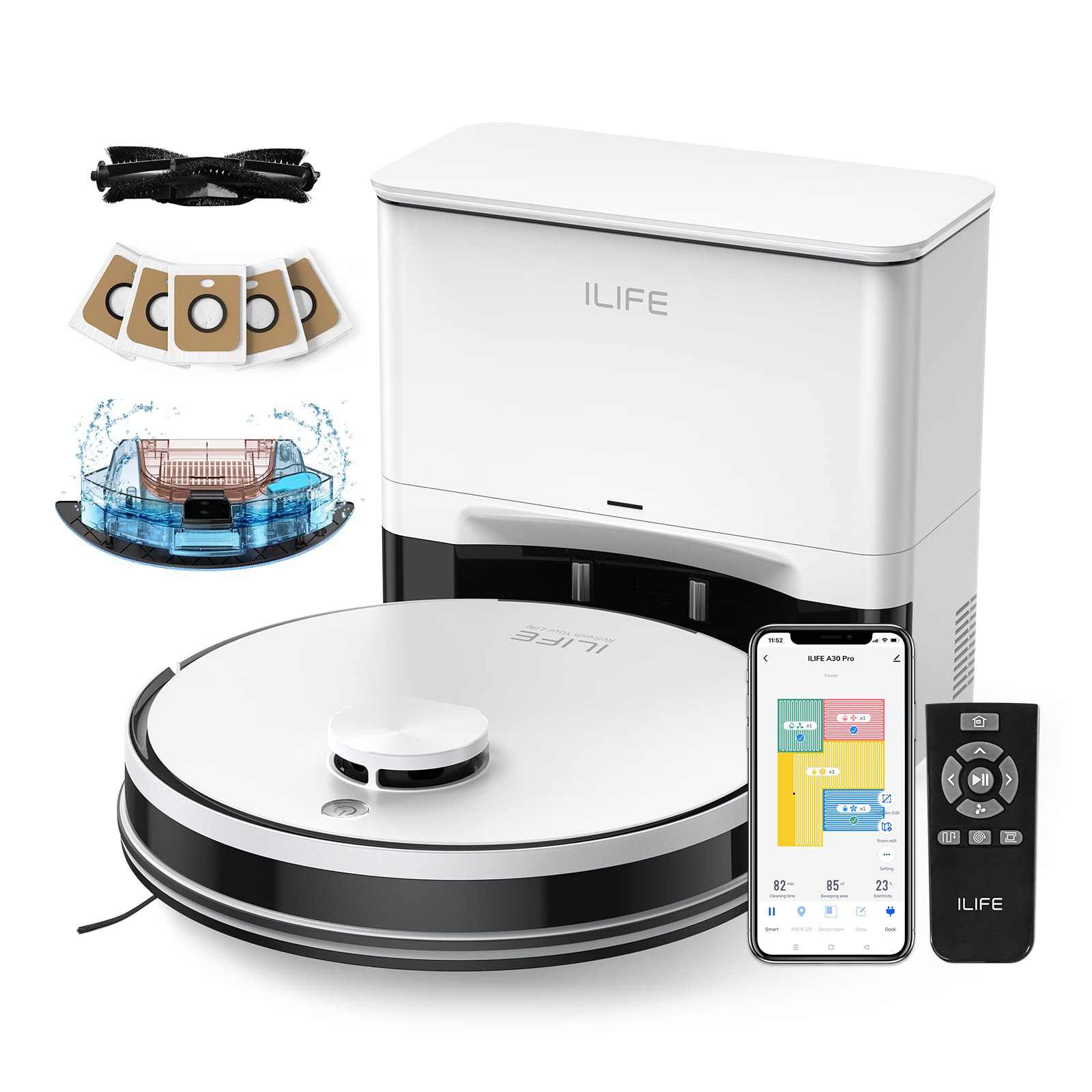 ILIFE A30 Pro Robot Vacuum and Mop, Self Emptying Station for 60 Days, 5000Pa Suction, LiDAR Navi... | Amazon (US)
