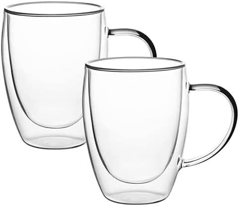 Double Walled Glass Coffee Mugs 8.5oz / 250ml, Large Insulated Espresso Cups, Heart Shape Teacup,... | Amazon (CA)