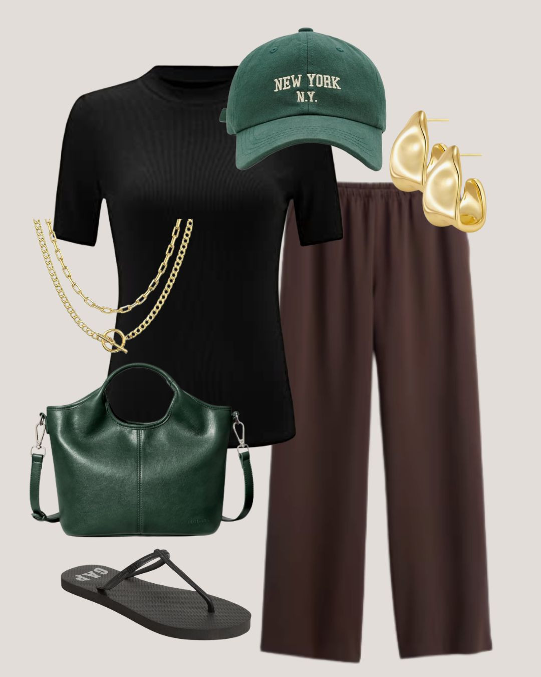 Outfit with green accents. Screaming spring!